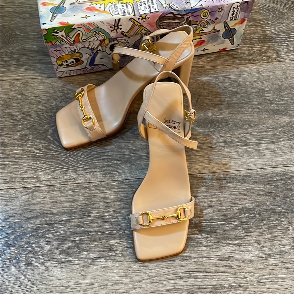 Jeffrey Campbell Tan Heels with Modern Straps